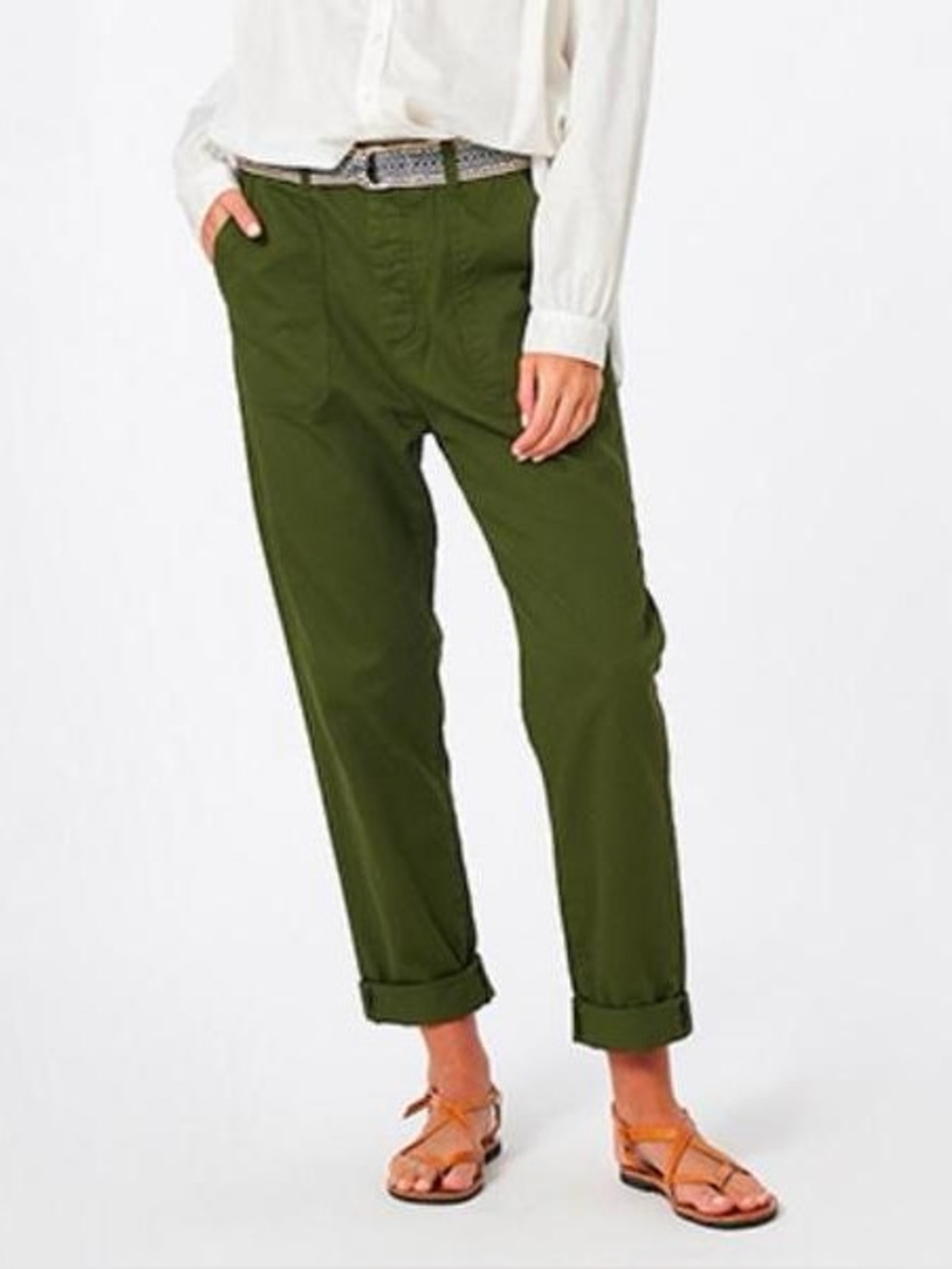 XIRENA Tucker Pant Olive Green Cotton Boyfriend Trousers Oversized Size Small